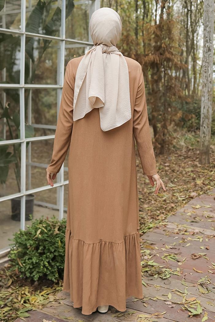 Zeyel Boydan Fermuarlı Ferace 1247 - Vizon