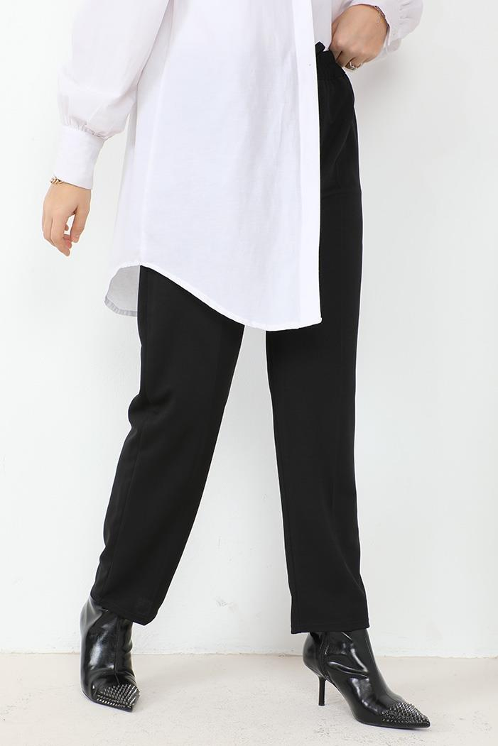 Zülal Beli Lastikli Cepli Pantolon 651 - Siyah