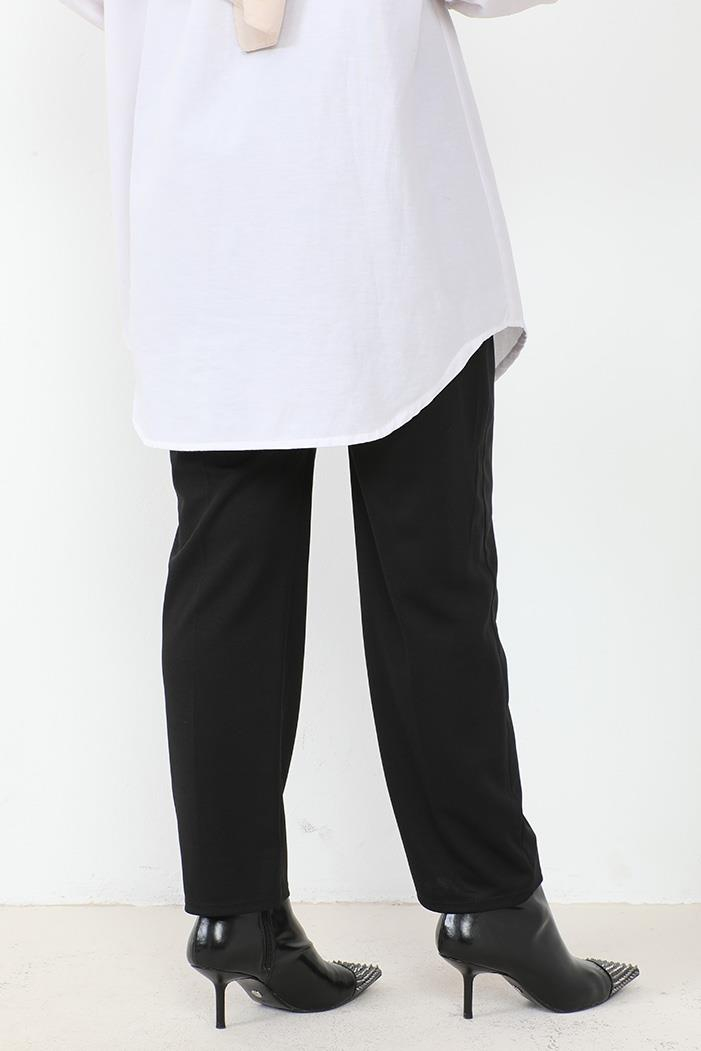 Zülal Beli Lastikli Cepli Pantolon 651 - Siyah