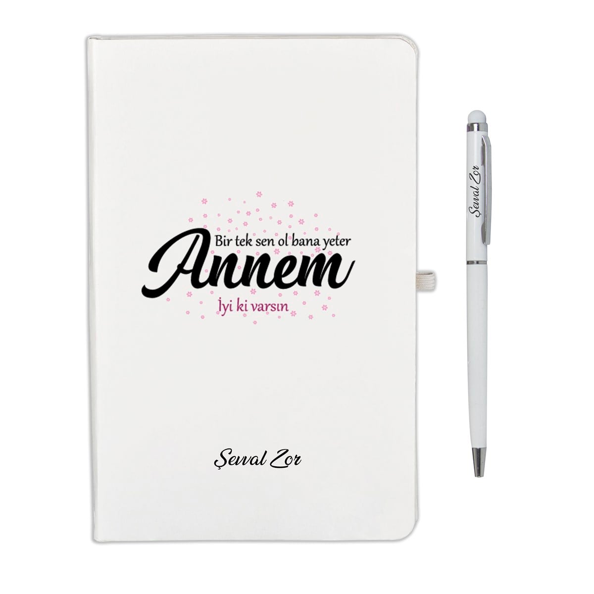  İsme Özel Defter Kalem ve Kahve Fincan Seti - Anne Sevgisi