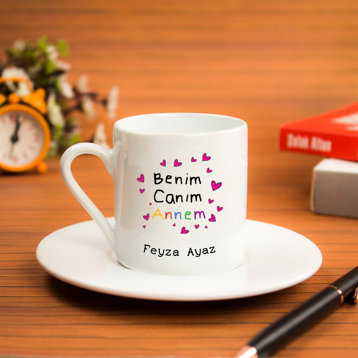  İsme Özel Defter Kalem ve Kahve Fincan Seti - Benim Canım Annem