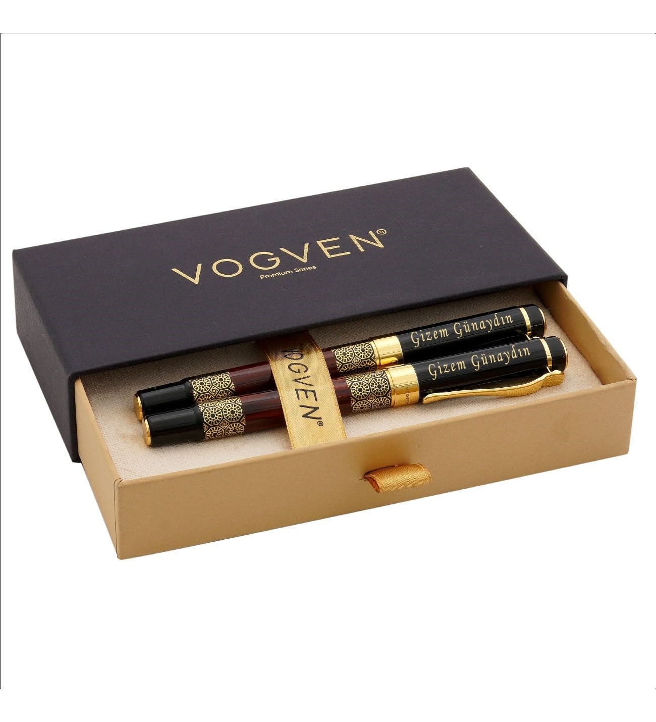  Vogven Marka İsme Özel Desenli Elegance Dolma ve Roller Kalem Seti