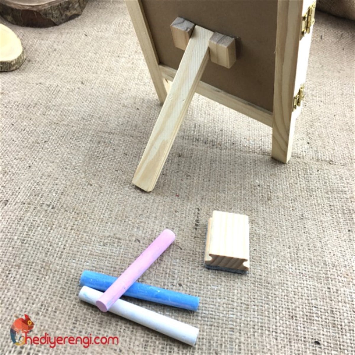 Ahşap Kalpli Mini Kara Tahta Tebeşirli