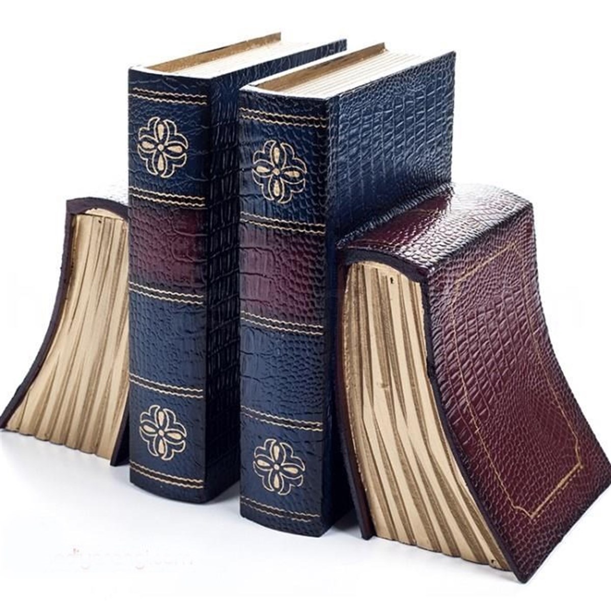 Ansiklopedi Tasarımlı Çift Taraflı Ahşap Kitap Tutucu