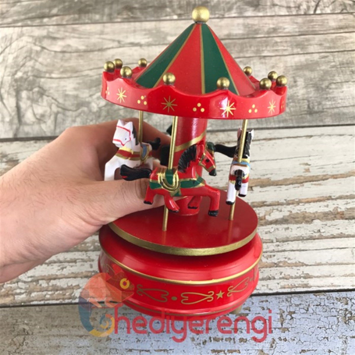 Atlı Karınca Müzik Kutusu Büyük Boy Kırmızı Yeşil