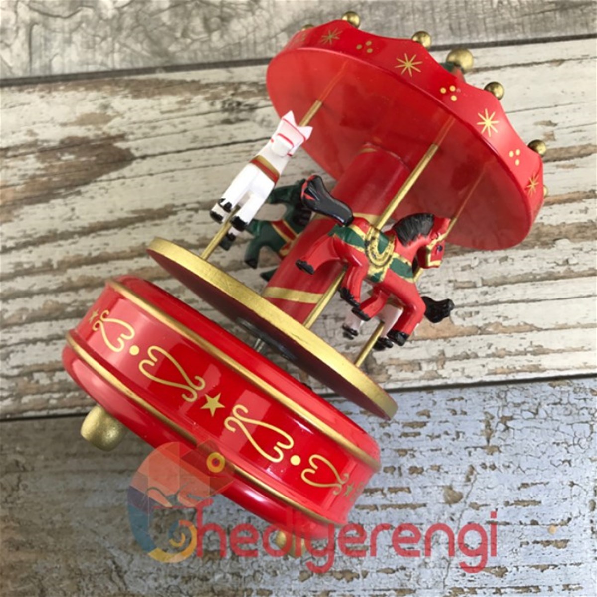 Atlı Karınca Müzik Kutusu Büyük Boy Kırmızı Yeşil