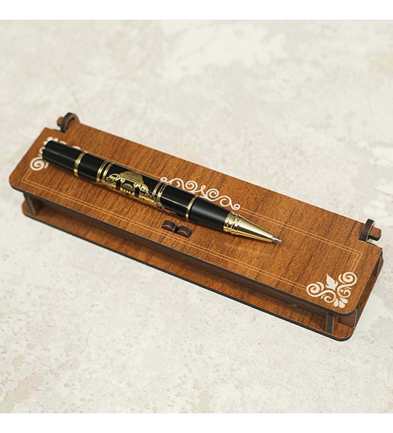 Ayasofya Kabartmalı Gold Renk İşlemeli Roller Kalem Tasarım Kutulu İsme Özel