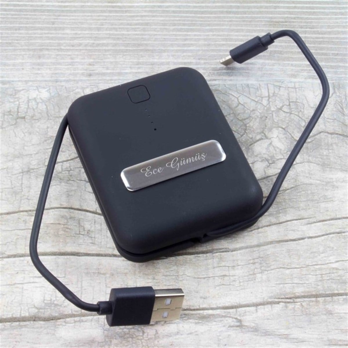 İsme Özel 5200 Mah. Powerbank ve Kalem Seti Özel Tasarım Kutulu Siyah