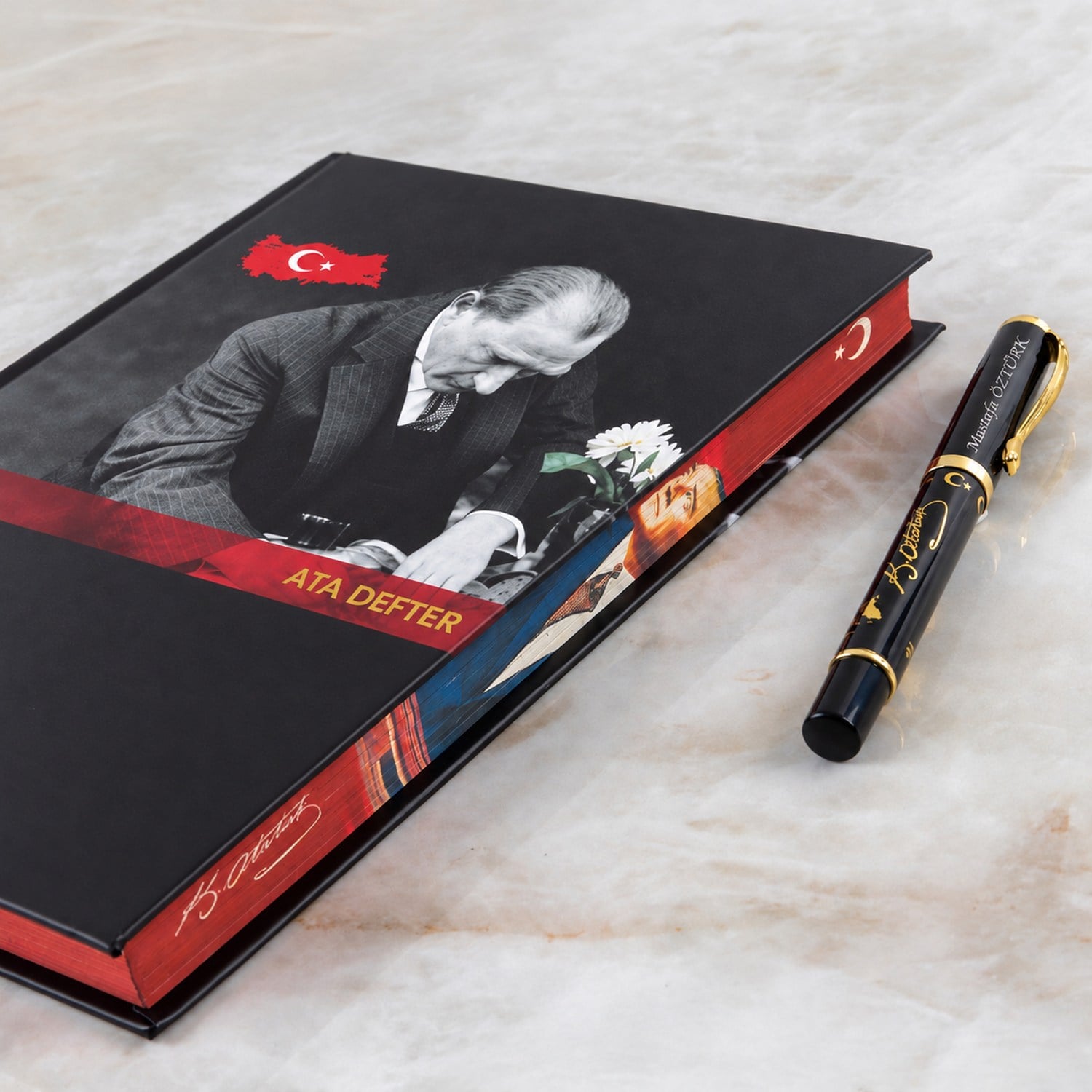 İsme Özel Atatürk Defter ve Roller Kalem Seti Tasarım Kutulu