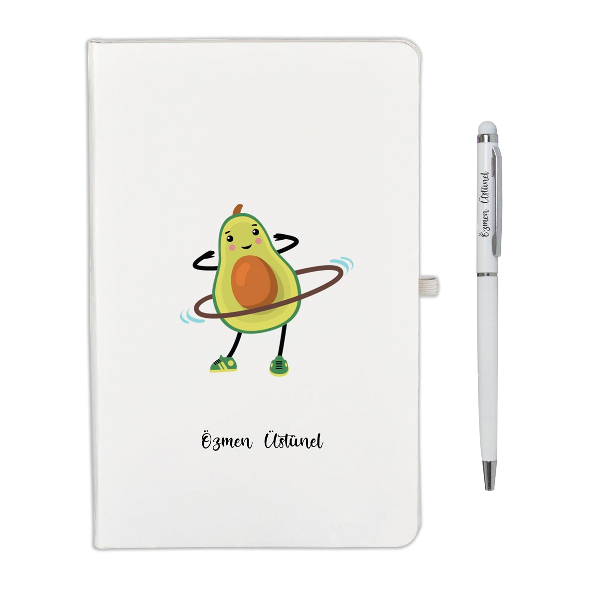 İsme Özel Avokado Temalı Defter Kupa Bardak ve Kalem Seti