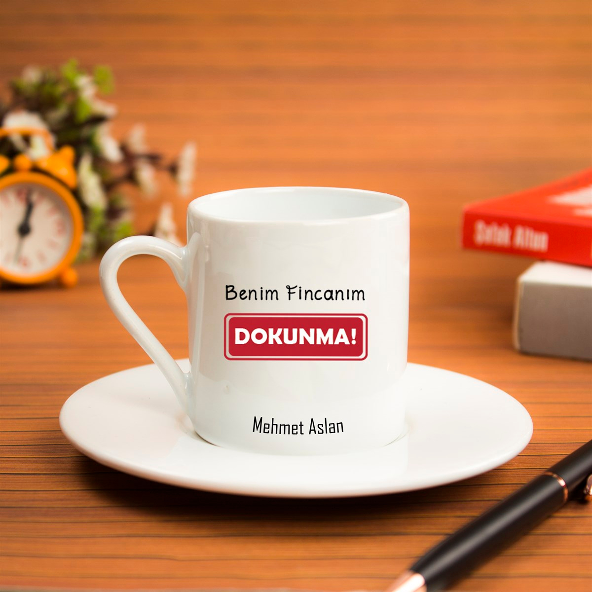 İsme Özel Benim Fincanım Dokunma Temalı Türk Kahvesi Fincanı Seti