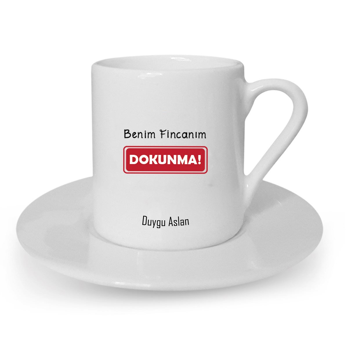 İsme Özel Benim Fincanım Dokunma Temalı Türk Kahvesi Fincanı Seti