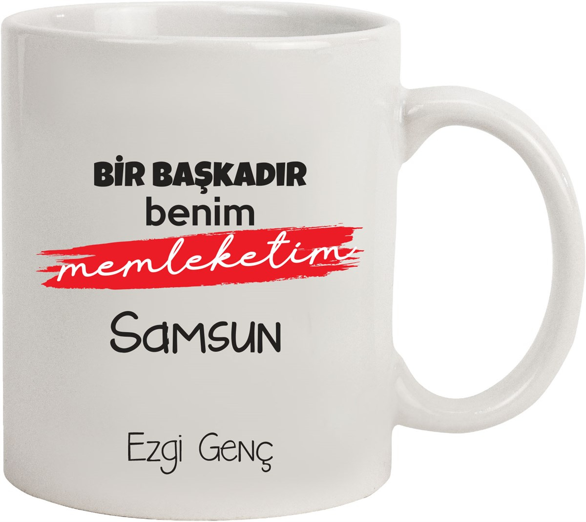 İsme Özel Bir Başkadır Benim Memleketim Temalı Kupa Bardak
