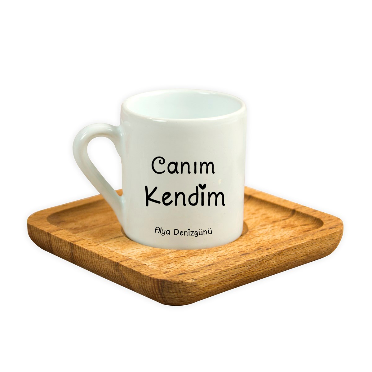 İsme Özel Canım Kendim Temalı Ahşap Altlıklı Fincan Seti