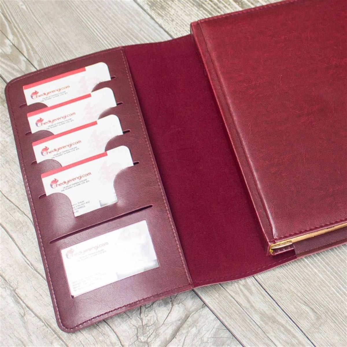 İsme Özel Çantalı Organizerli Premium Defter ve Kalem Seti Bordo
