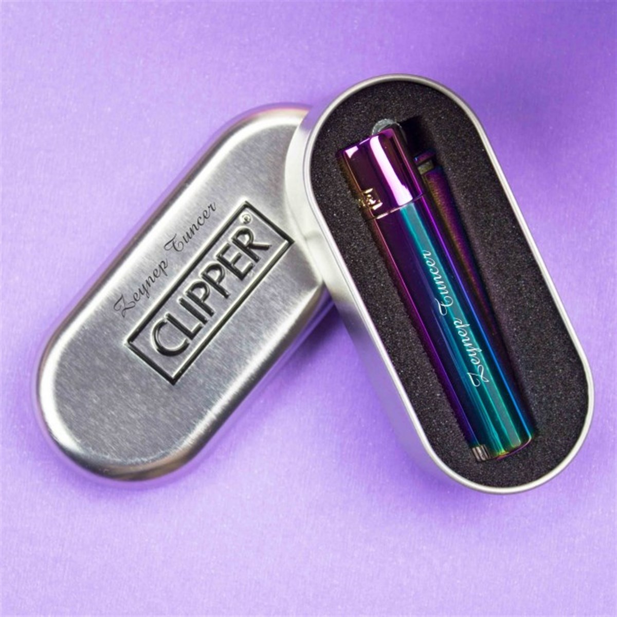 İsme Özel Clipper Marka Metal Çakmak Hologram