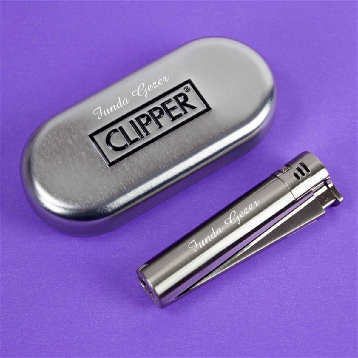 İsme Özel Clipper Marka Pürmüz Alevli Metal Çakmak-Renk Seçenekli
