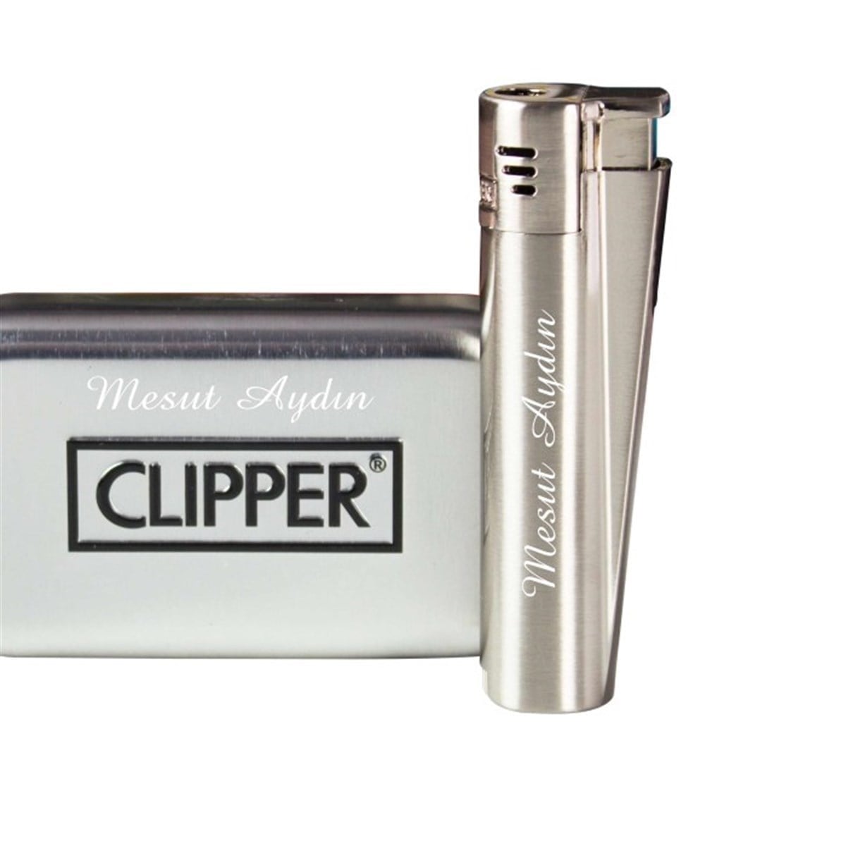 İsme Özel Clipper Marka Pürmüz Alevli Metal Çakmak-Renk Seçenekli