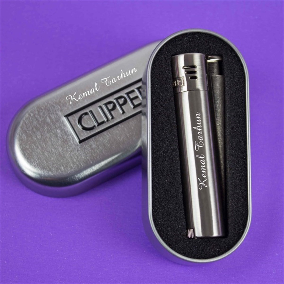 İsme Özel Clipper Marka Pürmüz Alevli Metal Çakmak-Renk Seçenekli
