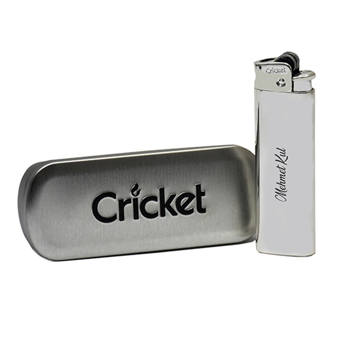 İsme Özel Cricket Marka Pürmüz Alevli Metal Çakmak - Renk Seçenekli
