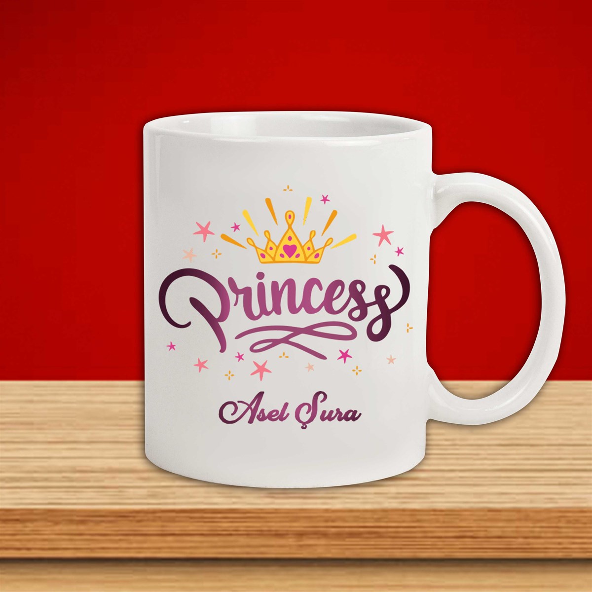 İsme Özel Defter Kalem Ayna Ve Kupa Bardak Seti - Princess