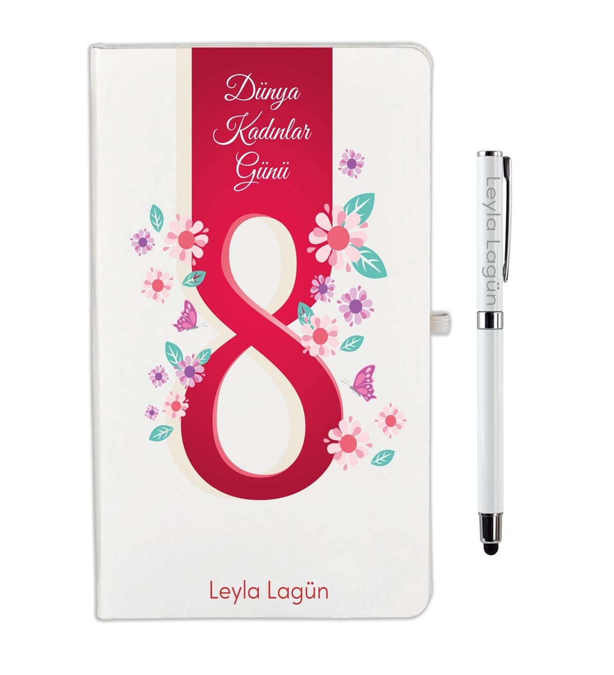 İsme Özel Defter Kalem Seti - 8 Mart Kadınlar Günü Temalı