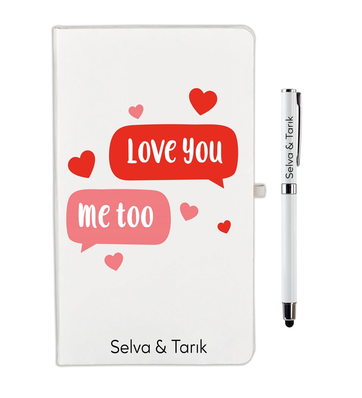 İsme Özel Defter Kalem Seti Beyaz - Me Too Temalı