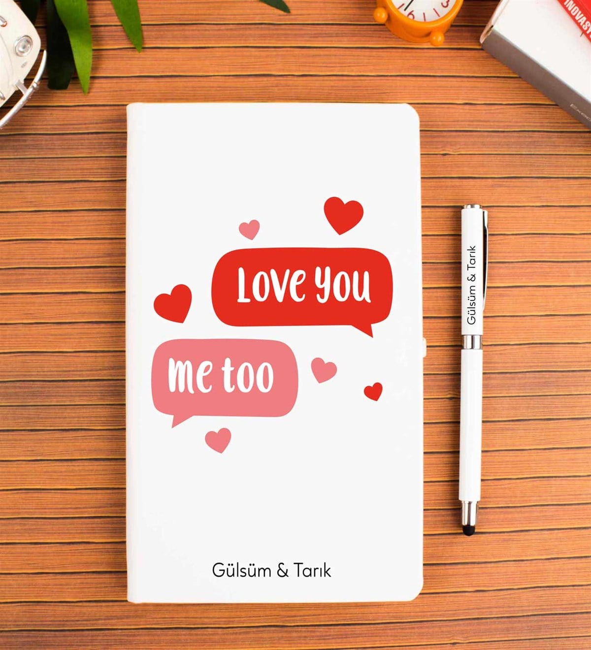 İsme Özel Defter Kalem Seti Beyaz - Me Too Temalı