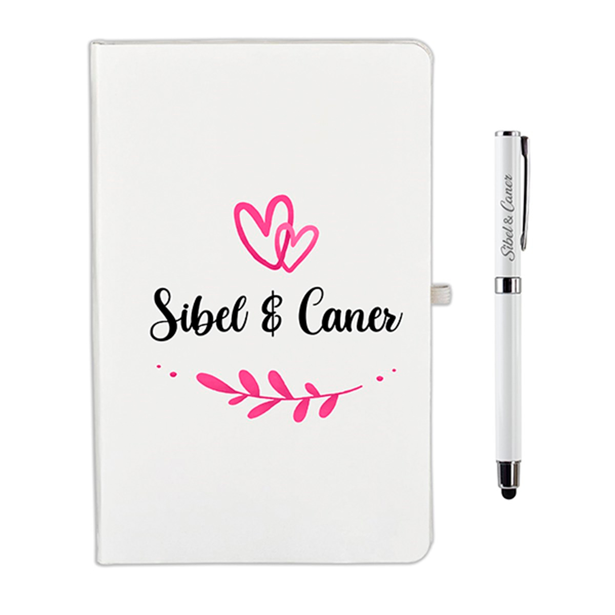 İsme Özel Defter Kalem Seti - Çiçek ve Kalp Temalı