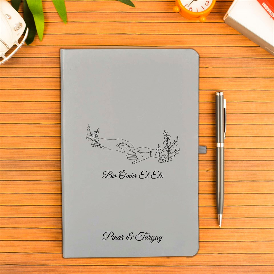 İsme Özel Defter Kalem Seti Hediye Kutusu - Bir Ömür El Ele