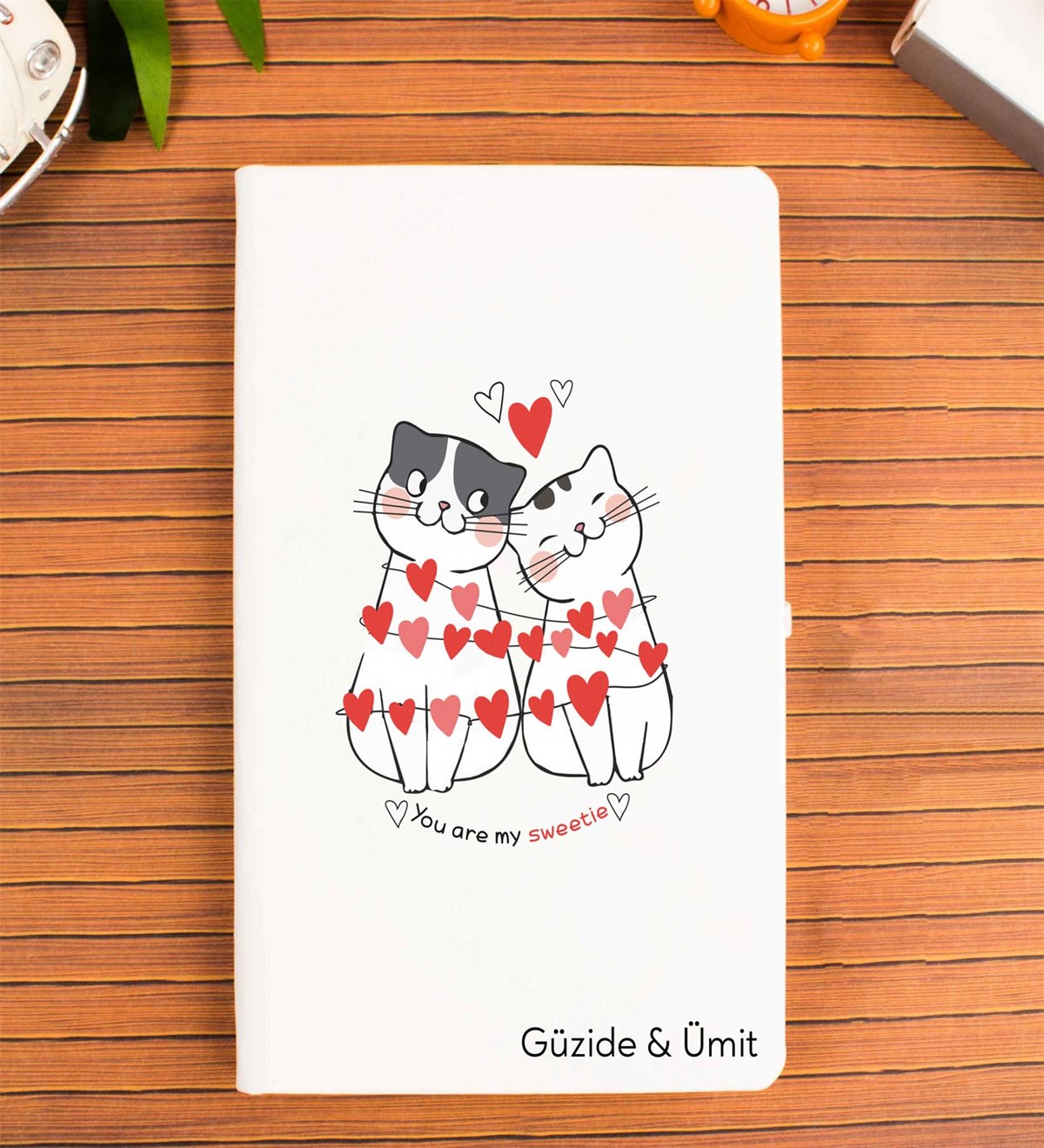 İsme Özel Defter Kupa Bardak Seti - Cats Love Temalı
