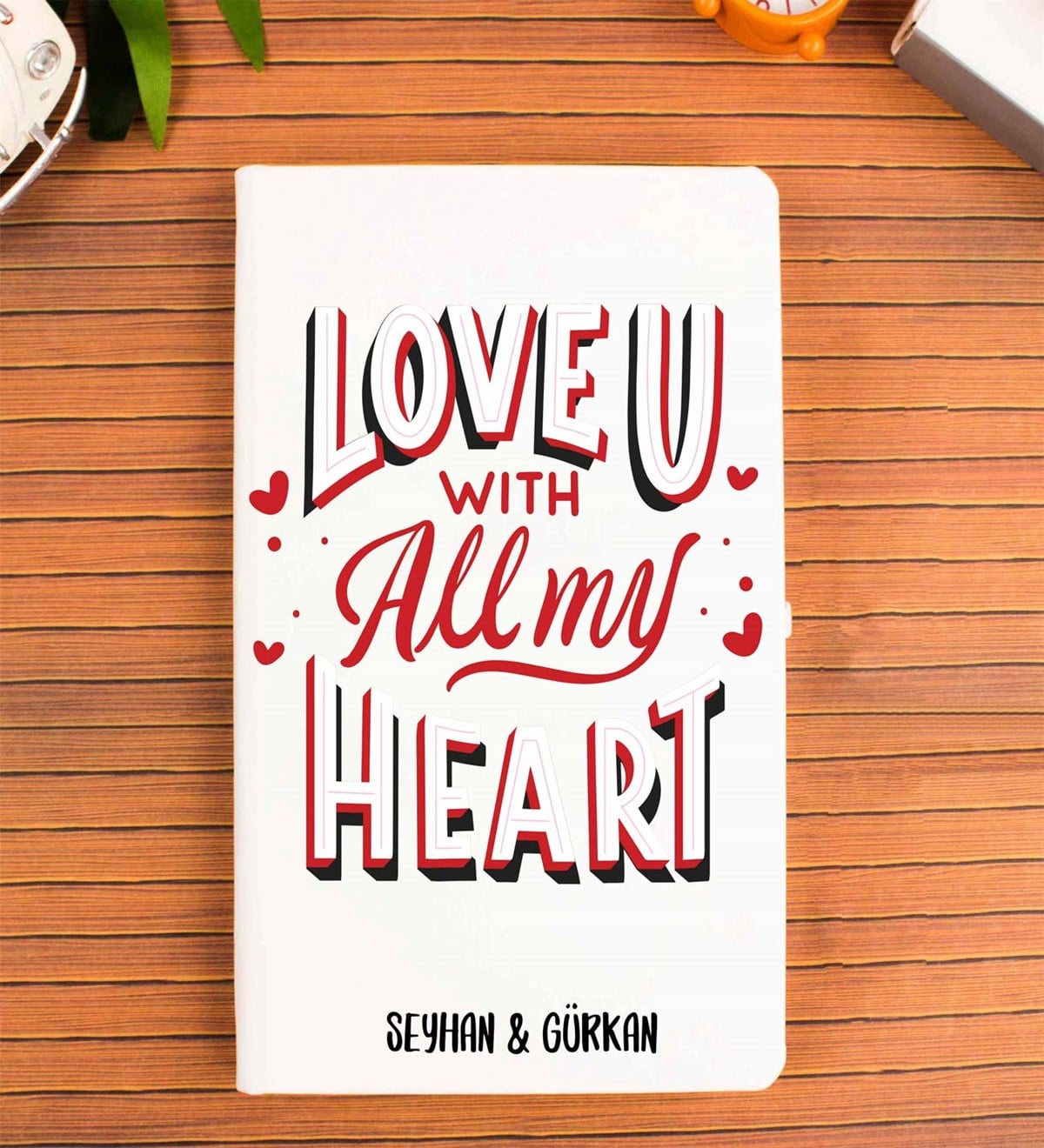 İsme Özel Defter Kupa Bardak Seti - Love Temalı