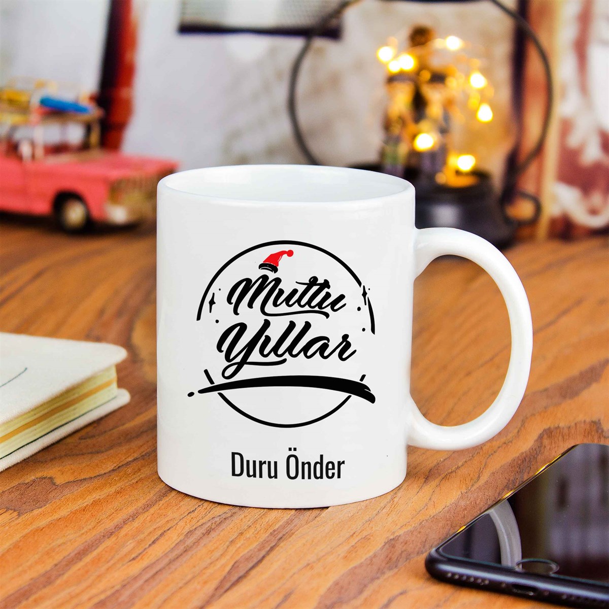 İsme Özel Defter Kupa Bardak Seti - Mutlu Yıllar Temalı