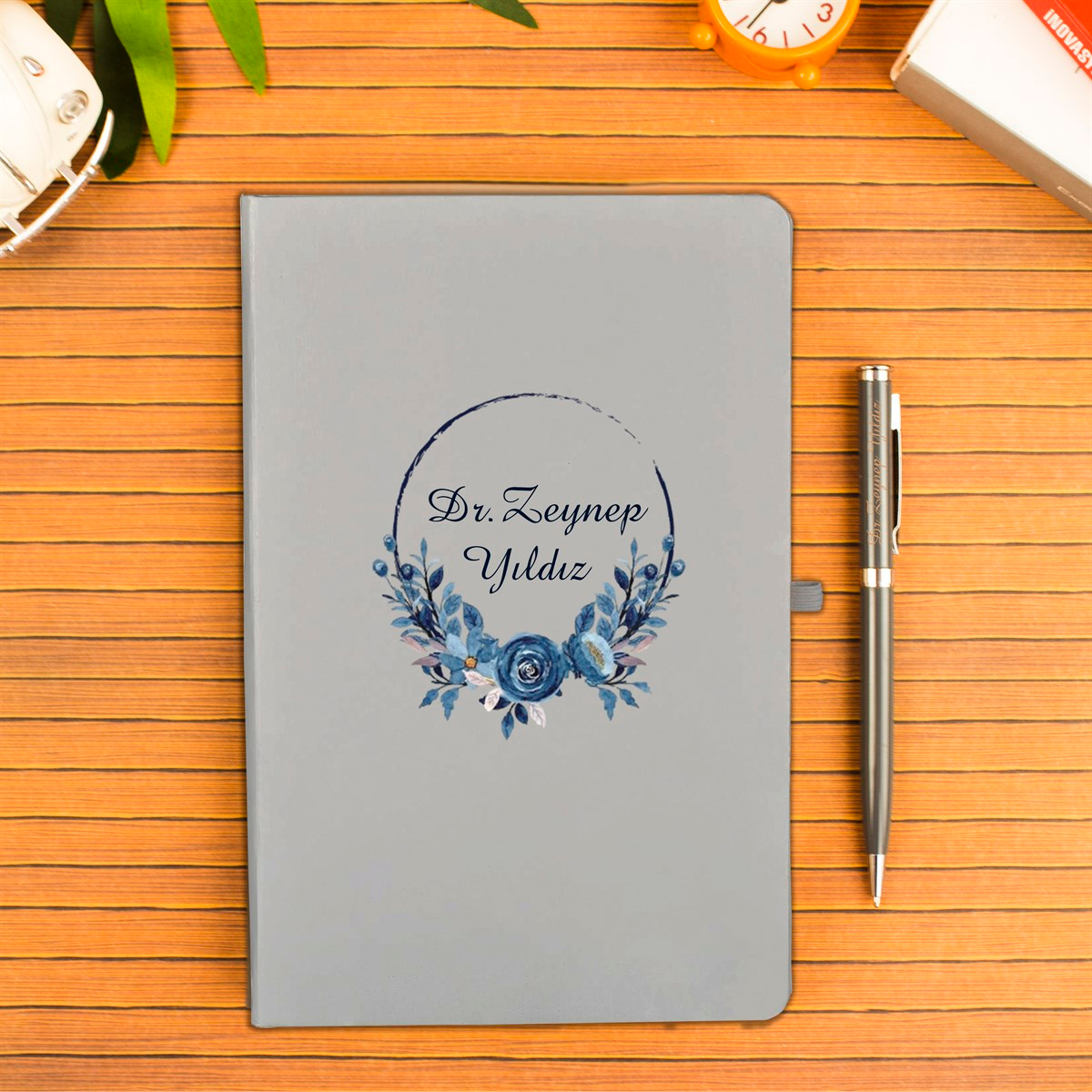 İsme Özel Defter Matara ve Kalem Lüx Hediye Seti 500 ml - Desen2