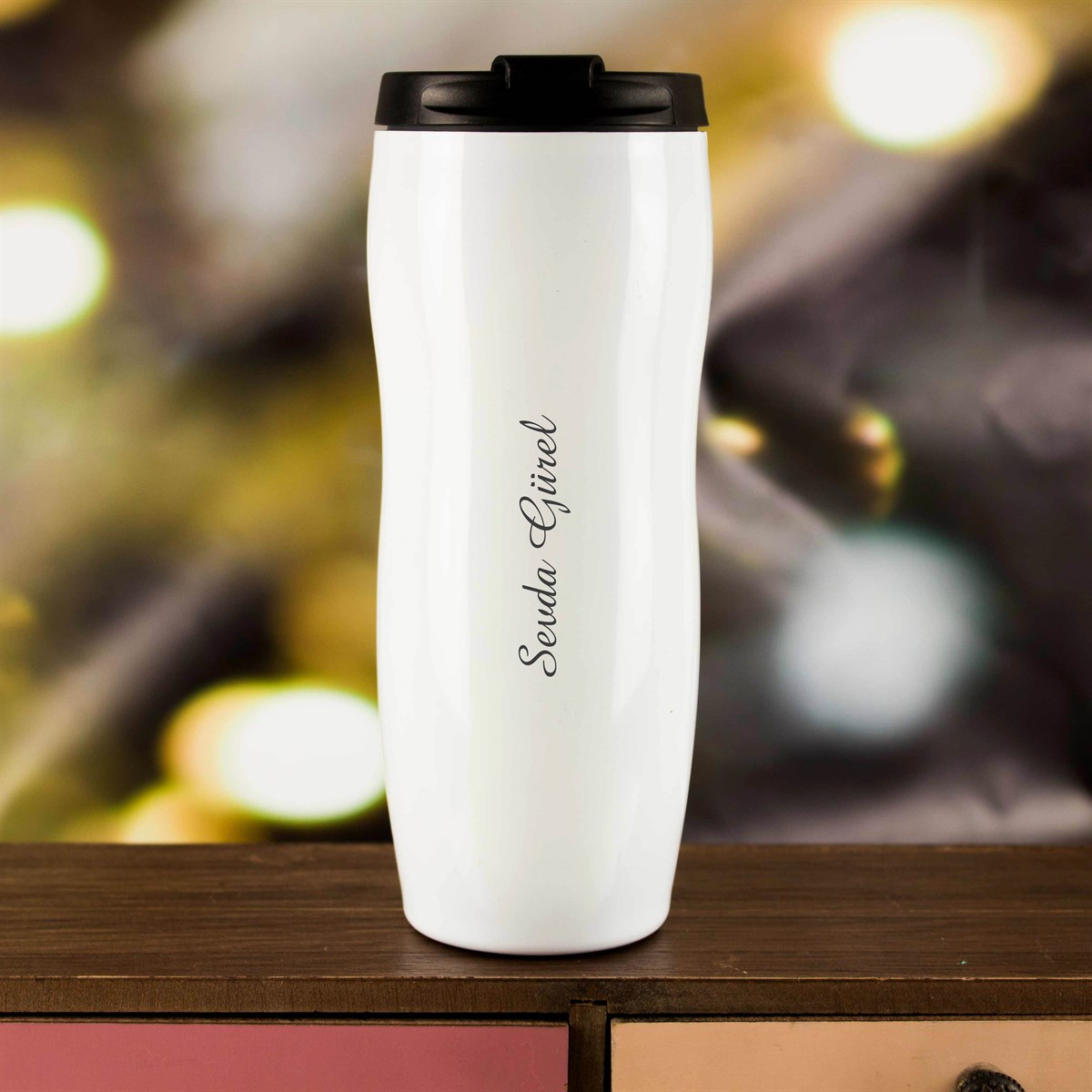 İsme Özel Defter Termos ve Kalem Elegance Hediye Seti 400 ml - Desen1