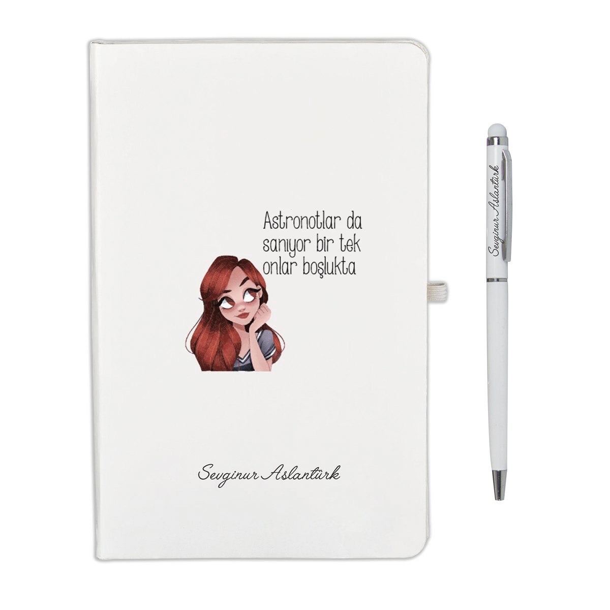 İsme Özel Defter ve Kalem Seti - Astronotlar da Sanıyor Bir Tek Onlar Boşlukta