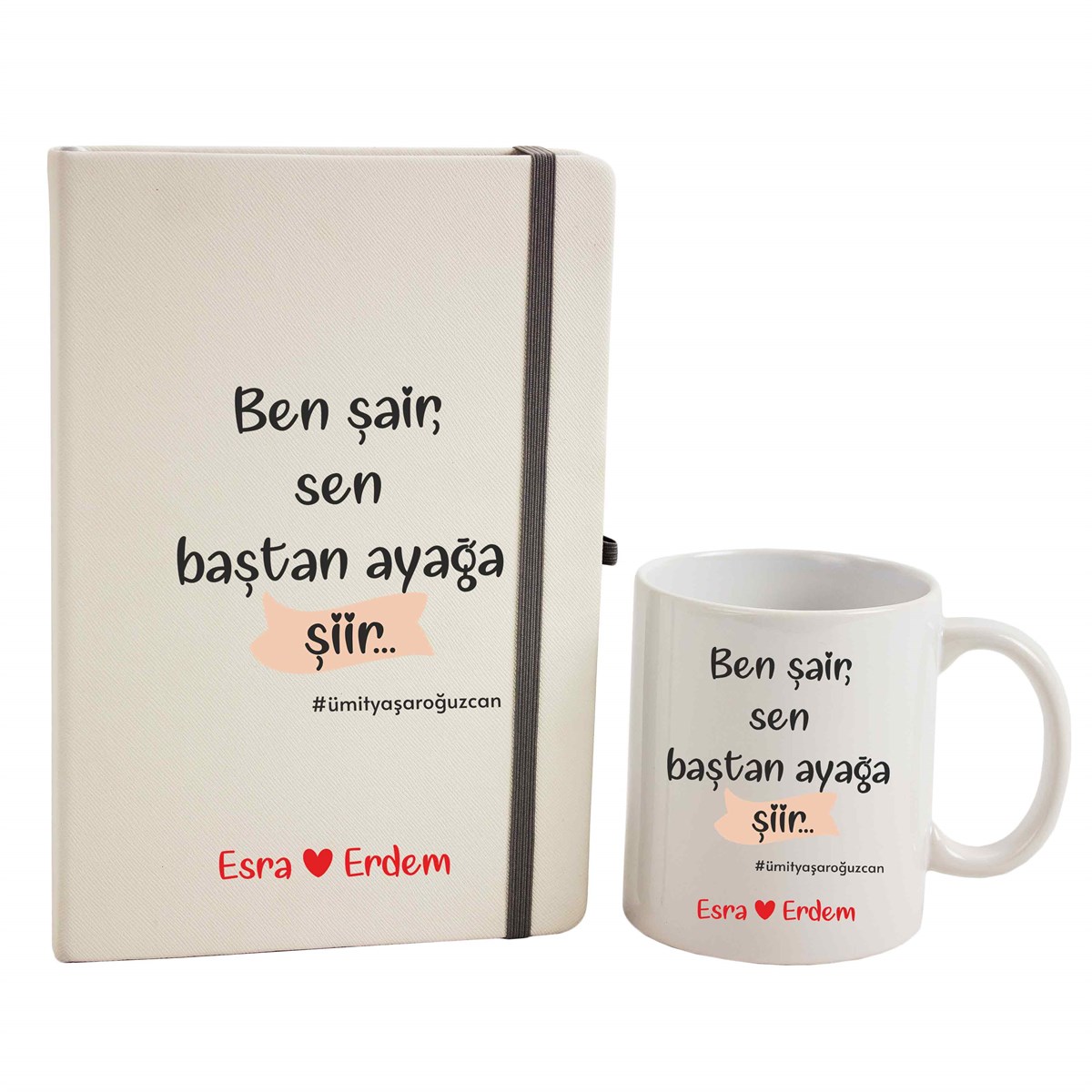 İsme Özel Defter ve Kupa Bardak Seti - Ben Şair Sen Baştan Ayağa Şiir