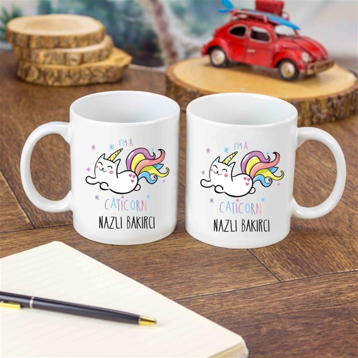 İsme Özel Defter ve Kupa Bardak Seti - Caticorn
