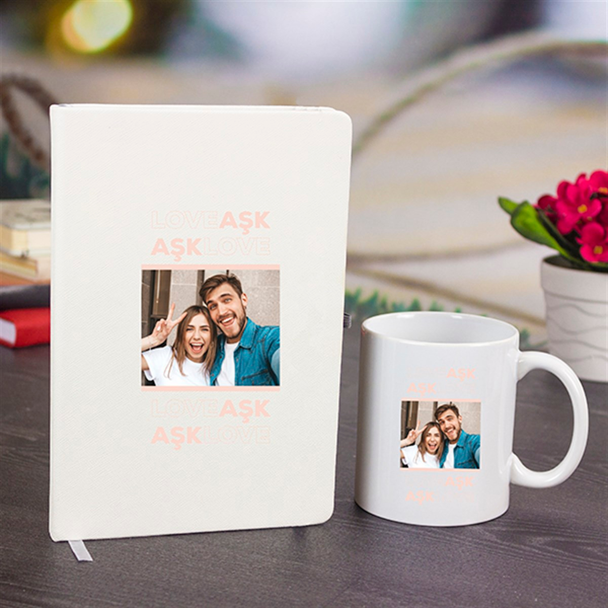 İsme Özel Defter ve Kupa Bardak Seti - Fotoğraf Baskılı