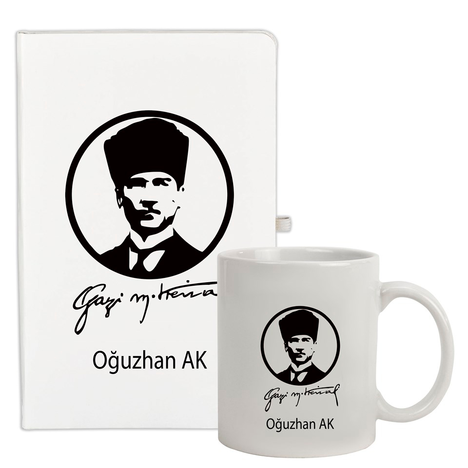 İsme Özel Defter ve Kupa Bardak Seti - M. Kemal Atatürk