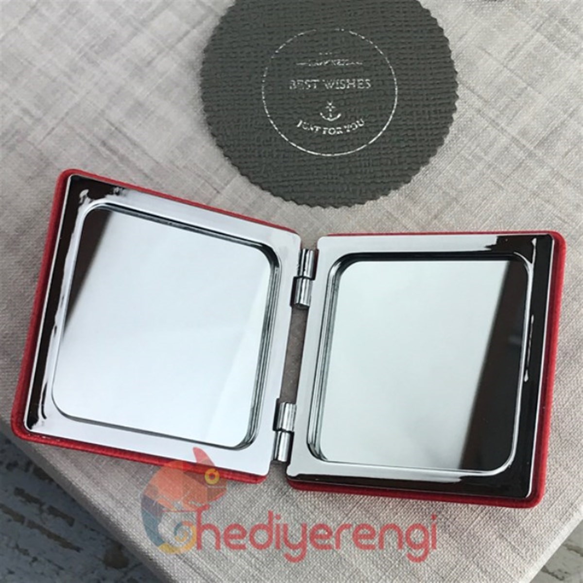 İsme Özel Deri Cep Aynası​ Kare-Renk Seçenekli