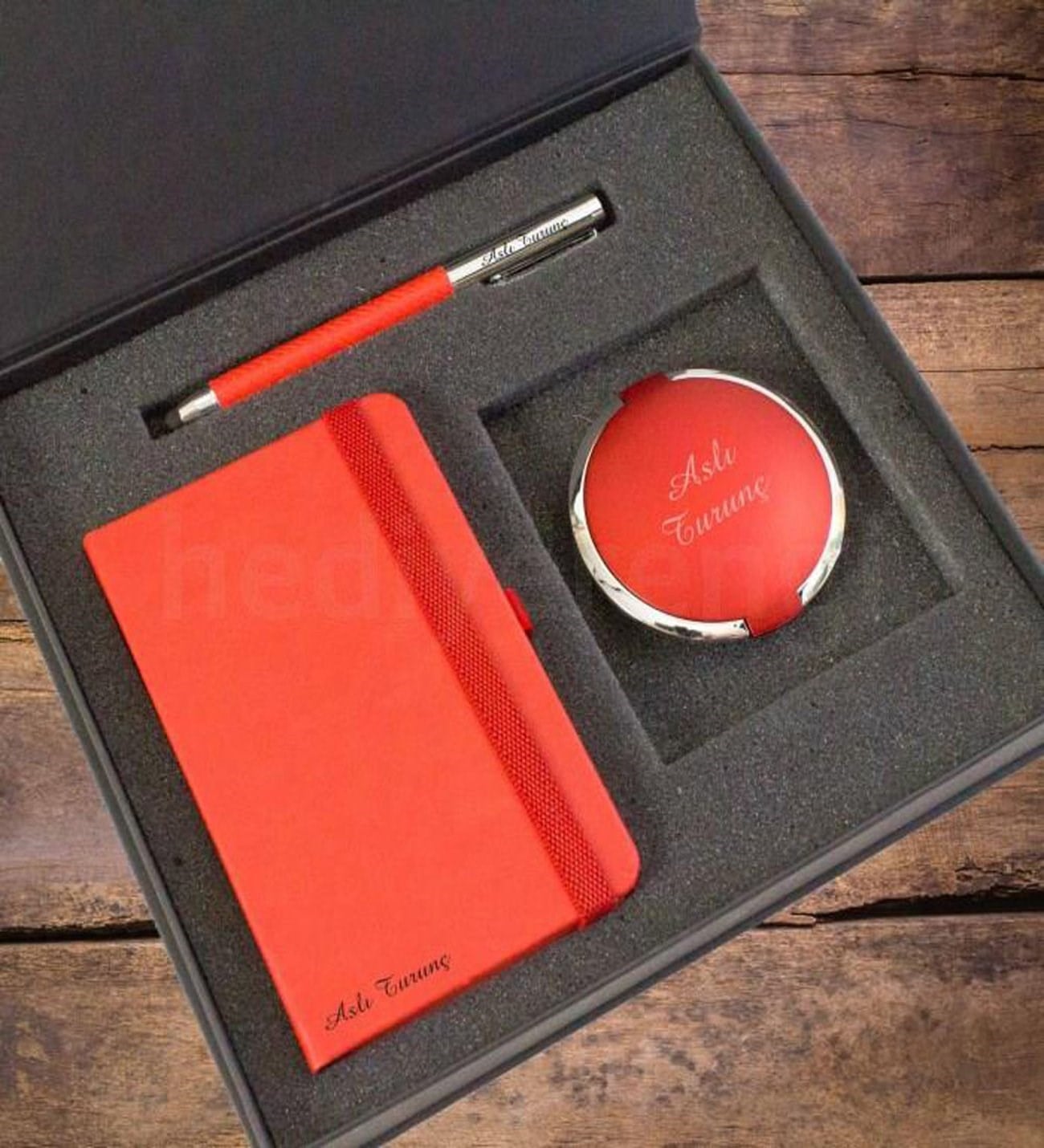 İsme Özel Exclusive Defter Ayna Ve Kalem Seti