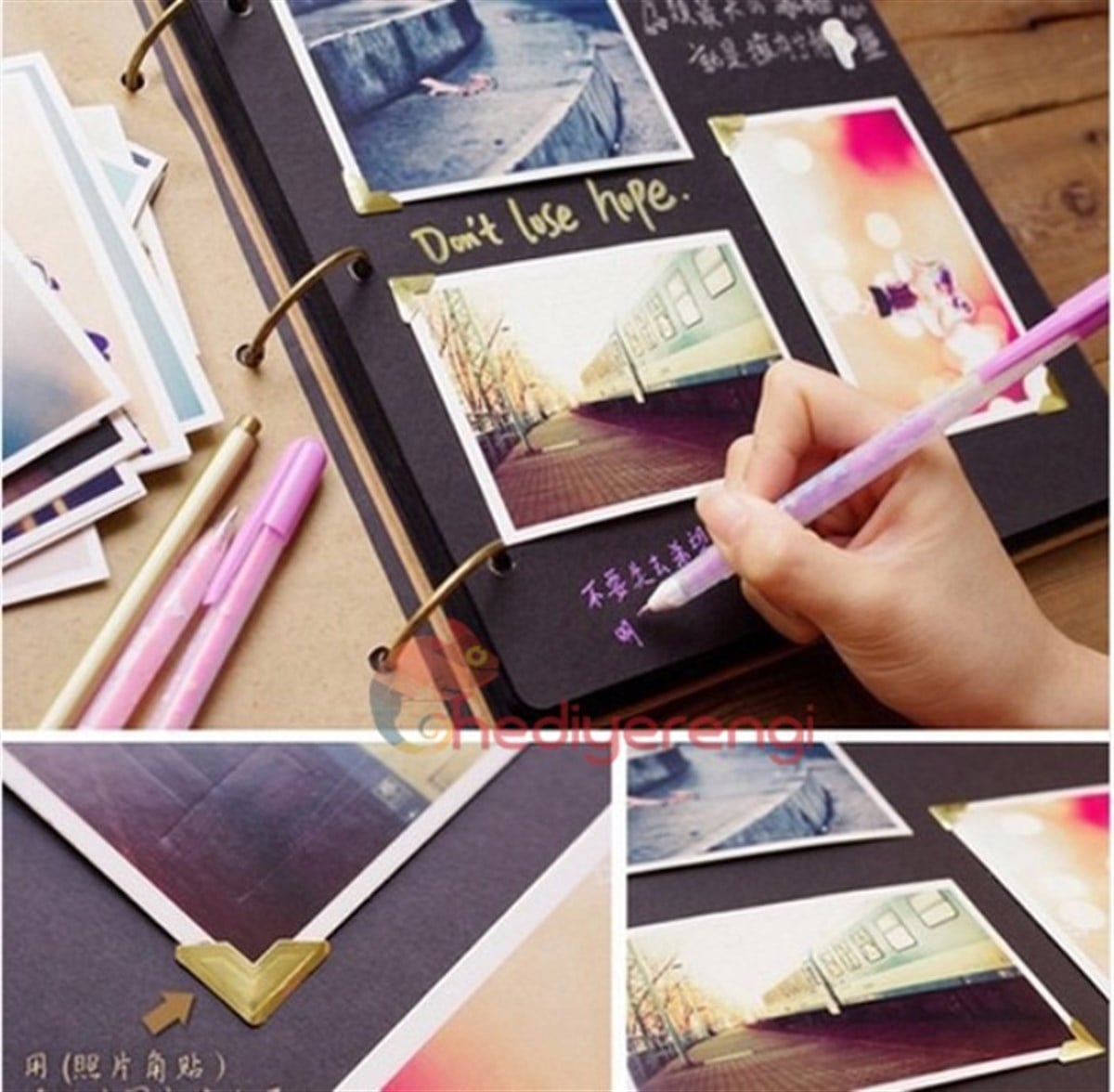 ​İsme Özel Full Love Temalı Ahşap Kendin Yap Albüm Defter Dik Model
