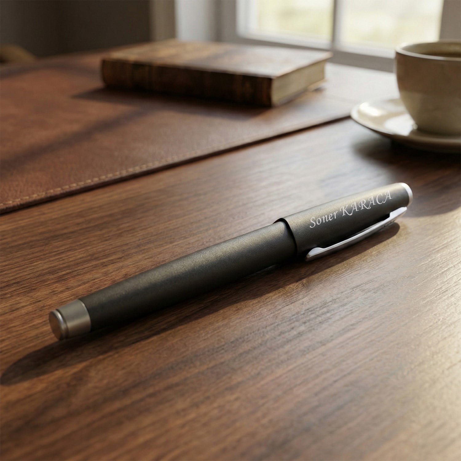 İsme Özel Gri Defter Roller Kalem USB Flash Bellek ve Kartvizitlik Seti