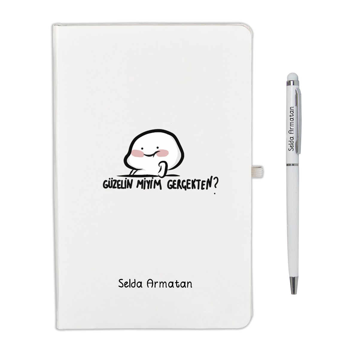 İsme Özel Güzelin Miyim Temalı  Defter ve Kalem Seti