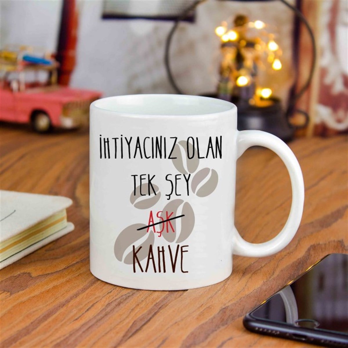 İsme Özel İhtiyacın Kahve Temalı Kupa Bardak