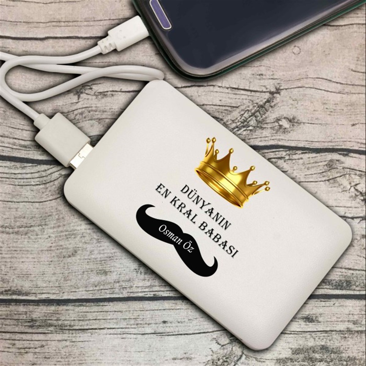 İsme Özel İnce Tasarımlı 5000 Mah. Powerbank - Kral Baba