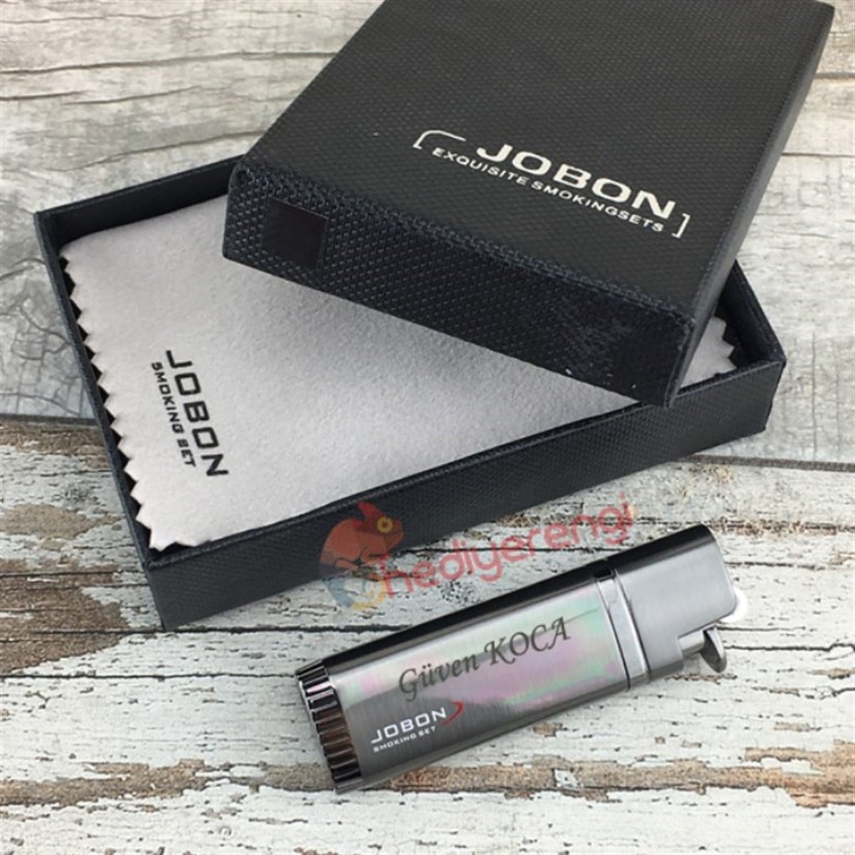 İsme Özel Jobon Exclusive Metal Puro Çakmağı Füme Renkli