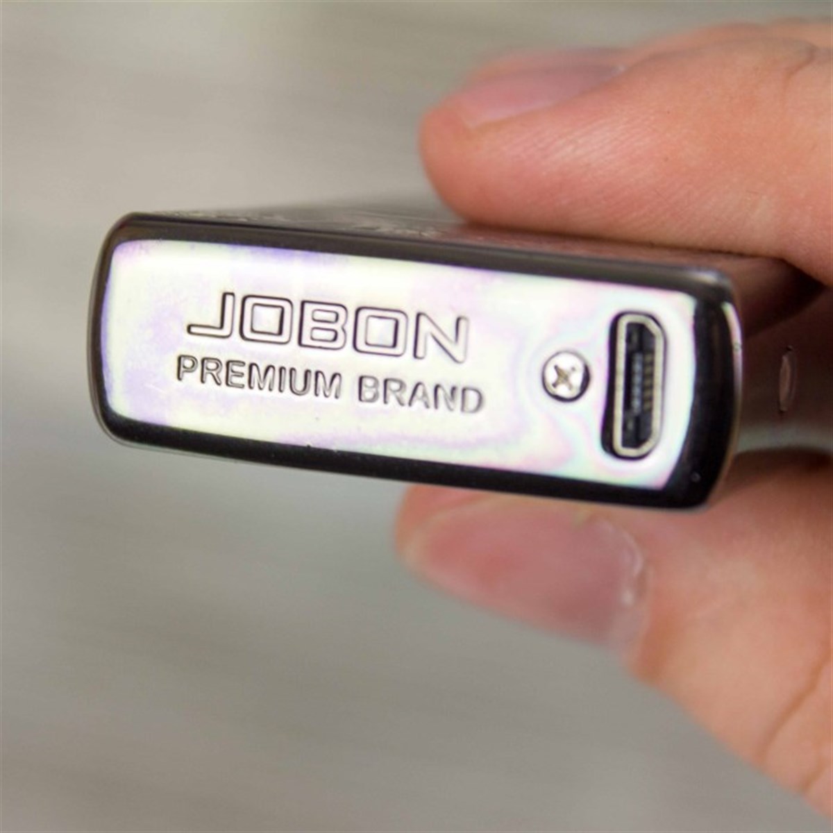 İsme Özel Jobon Metal Desenli Tesla Çakmak Usb Şarjlı Füme