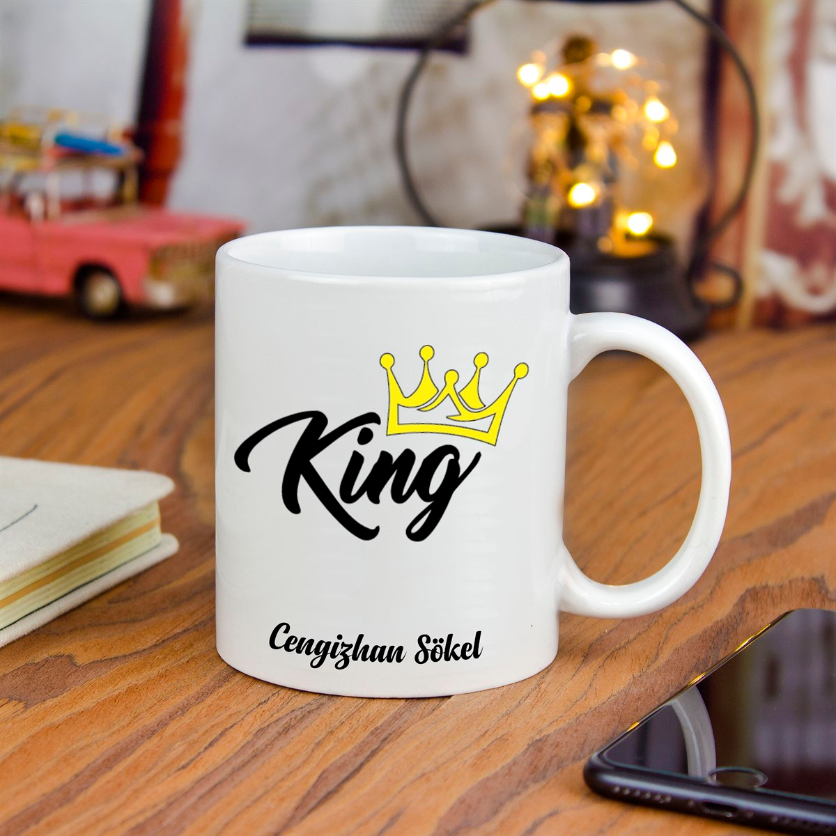 İsme Özel King Temalı Defter Kupa Bardak ve Kalem Seti